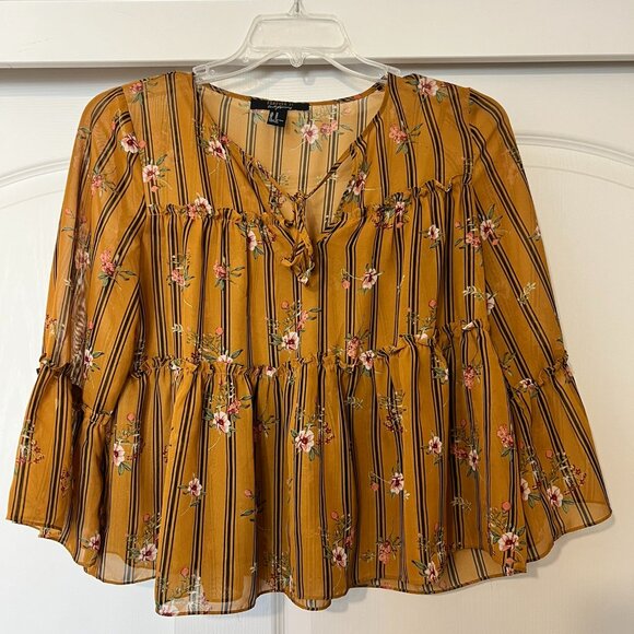 Forever 21 Contemporary - Boho Style Blouse With Balloon Sleeves - Womens Medium - Picture 1 of 6